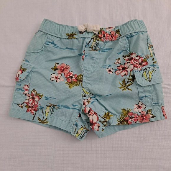 Carter's Baby Toddler 6 Months Shorts Blue Floral Sailboat - Picture 1 of 5